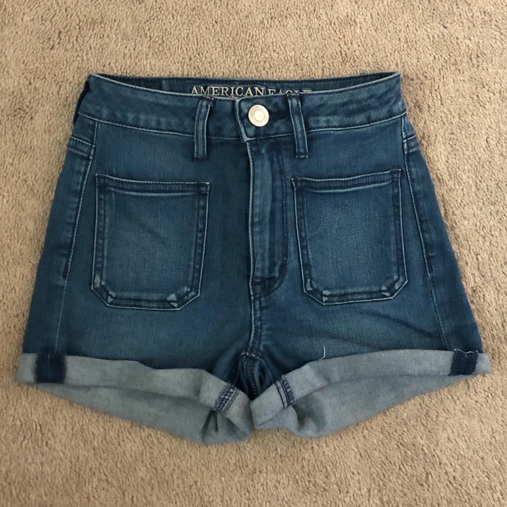 Stretchy high waisted jean shorts